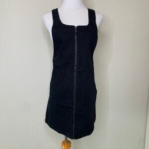Forever 21 Black Denim Overall Dress Sz Small